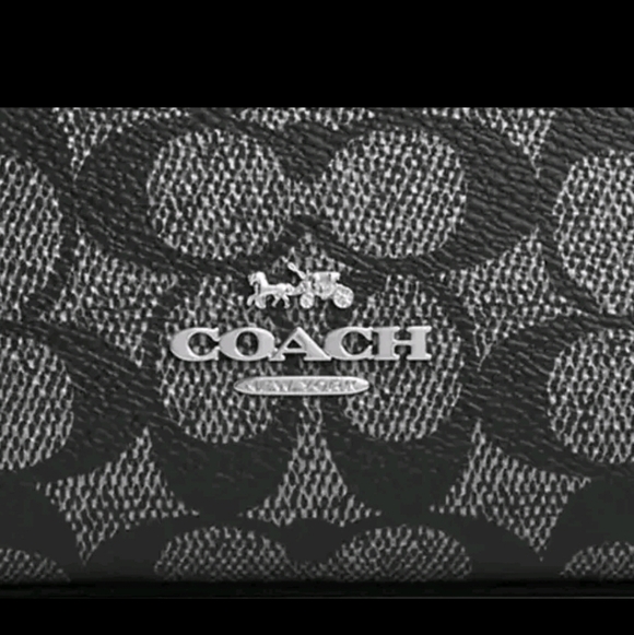 NWOT Coach Zip Top Crossbody Metallic Signature Canvas CW338 Gunmetal - Picture 4 of 10